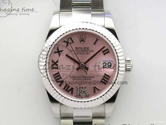 MiroTime 0124 Datejust 31mm 278271 SS BP Maker Best Edition Pink Roman Dial on Oyster Bracelet Vibrant 2748